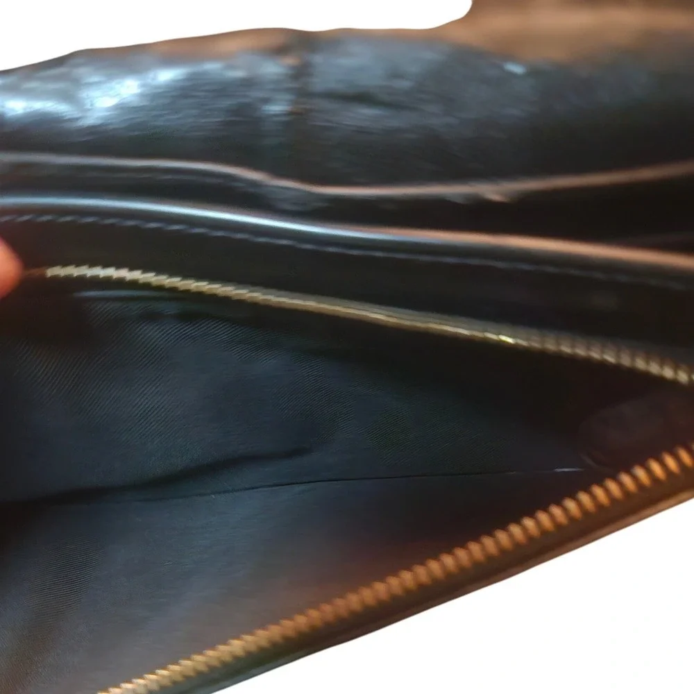 Coach Embossed Croc Leather Wallet Crossbody – Black Convertible Clutch - Picture 5 of 8